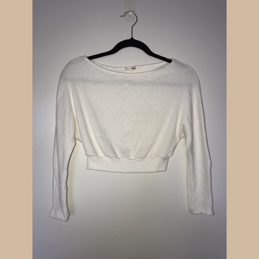 White knit cropped sweater